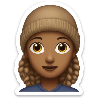 brown girl with beanie on sticker