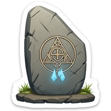 rune stone with mystical symbols sticker