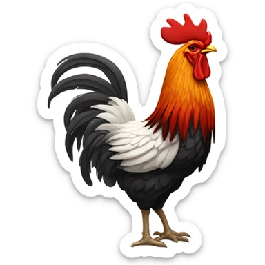 An emoji of a rooster featuring a bright red comb, detailed feathers, and a proud, alert expression, as if crowing at dawn sticker