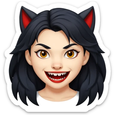 Werewolf black hair girl with a smile sticker