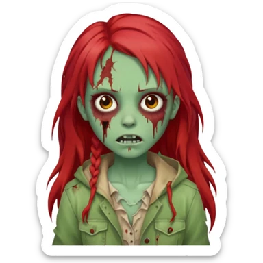 i want a zombie girl emoji with long red hair sticker