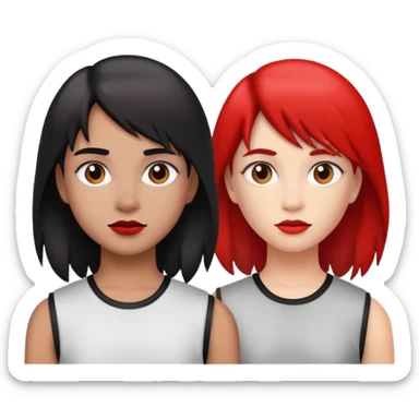 Girl with half red half black mullet sticker