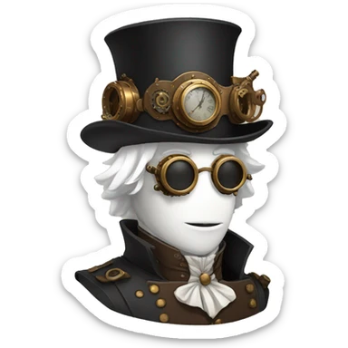 Steampunk aristocrat with a mix of medieval  no face and white colored sticker