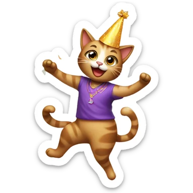 dancing cat birthday sticker