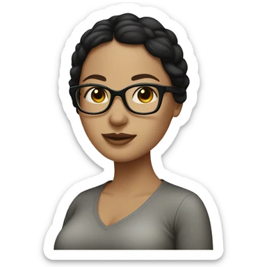 White pregnant woman with dark hair and glasses  sticker