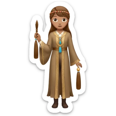 Norsk skogstroll med brunt hår og lang dusk-hale (full body) sticker