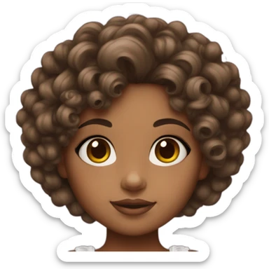 girl with curly hair with annabelle the doll makeup sticker