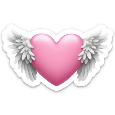 pink heart - angel wings sticker