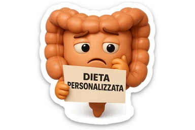 emoji stile iphone 3d di un intestino con mal di pancia che legge un foglio con la scritta "DIETA PERSONALIZZATA", ESPRESSIONE PENSIEROSA, iperrealistico 4k sticker