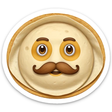 a fresh "Flying" flour tortilla football with a mustache sticker