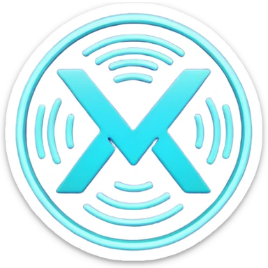 futuristic minimalistic emoji icon, letters "N" formed by three glowing digital lines representing Storm, Atom and NoizeGames, neon purple (#8B5CF6) and cyan (#00E0FF) on dark background, modern tech style, 1:1 aspect ratio sticker