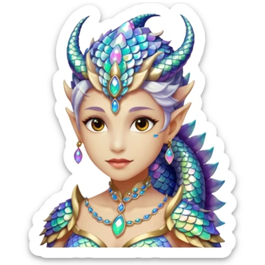 Am amazing blend of a half dragon woman with glittering jeweled scales sticker
