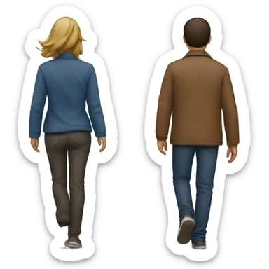 2 people walking away from each other sticker