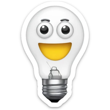 Lightbulb with a open smile with googly eyes sticker