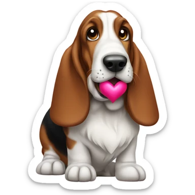 Basset Hound with heart sticker