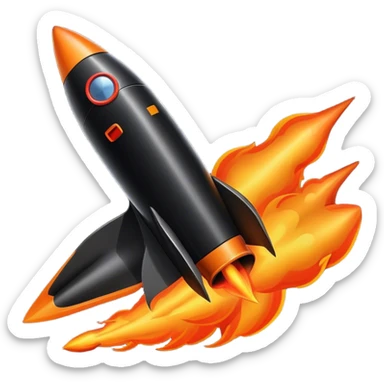 driving fine black rocket with fire color france sticker