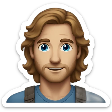 German-Italian American Man with Blue Eyes, Long Brown Hair, and Freckles sticker