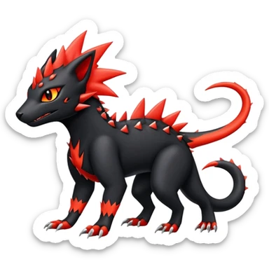 Salandit-Litten-Houndour-Boltund-Fakémon-hybrid-creature (full body)  sticker