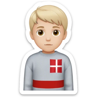 photorealistic boy in the sweater with danish flag sticker