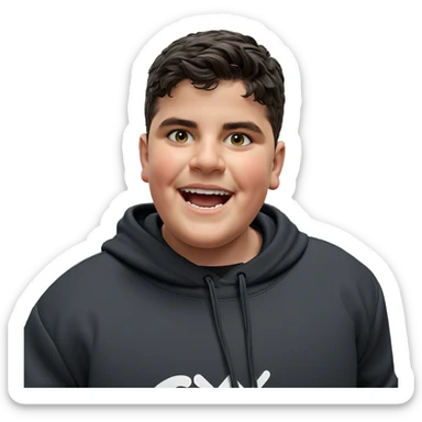 smiling boy in black hoodie sticker