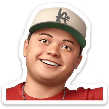 smiling boy in red shirt sticker