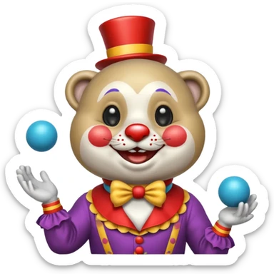 a Circus clown cute seal juggling two metal ball sticker