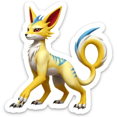 Latias-Vernid-Lombax-Koraidon-Renamon-Zeraora-Bastet-Fakémon-hybrid-fusion-creature, full body sticker
