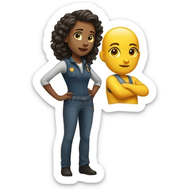 Ashley waiting on Karson to build his box sticker