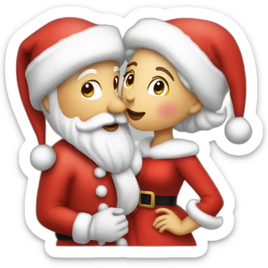 santa and mrs claus kissing sticker
