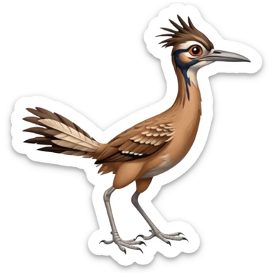 realistic roadrunner bird, skinny tail pointed down, realistic colors sticker