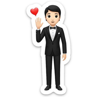 Chico moreno, pelo negro, smoking cuerpo entero sticker