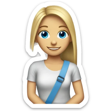 smiling girl in car interior blue eyes  sticker