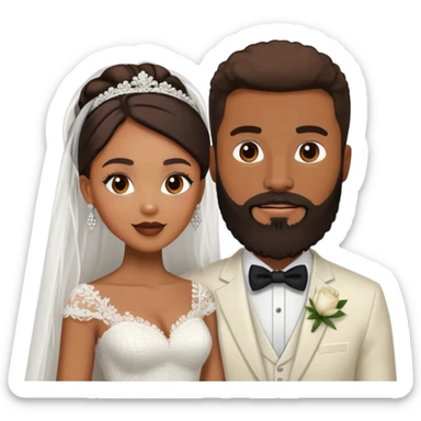 Black bride and her lightskin husband with beard  sticker