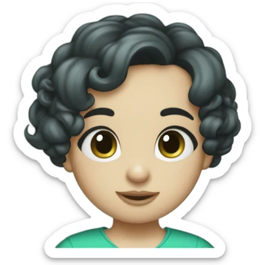 jerry mouse portrait with blue green dress and black babycutting haircut sticker