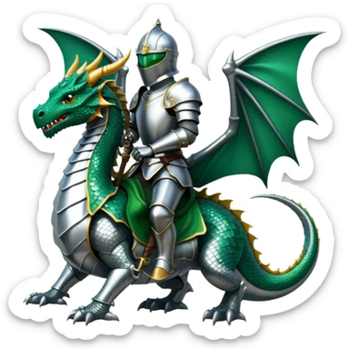Dragon rider: a knight mounted on a dragon sticker