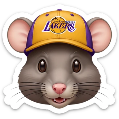 Rat wearing Los Angeles lakers hat sticker