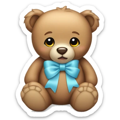 Teddy bear with light blue bow  sticker