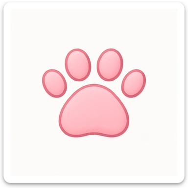a cute and friendly pink paw print emoji, remove face sticker