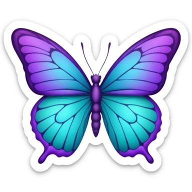 Ombre Turquoise purple butterfly dark purple outlines  sticker