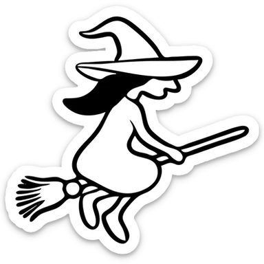 witch on a broom flying sticker