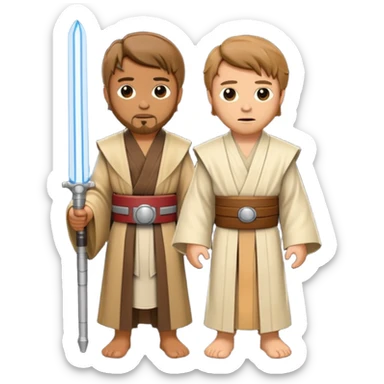 I can't star wars Style Emoji with Obi-Wan that Standing in Front of Anakin And Anakin Is Cut at half  sticker