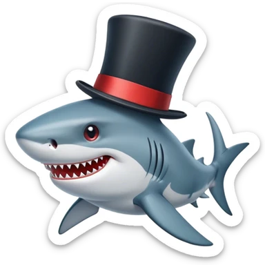 Shark with top hat sticker