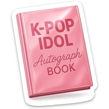 pink kpop idol autograph book, stylish and glossy sticker