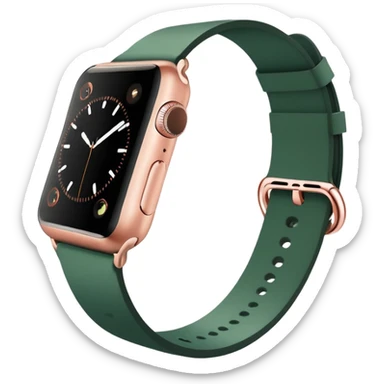 rose gold apple watch with forest green band sticker