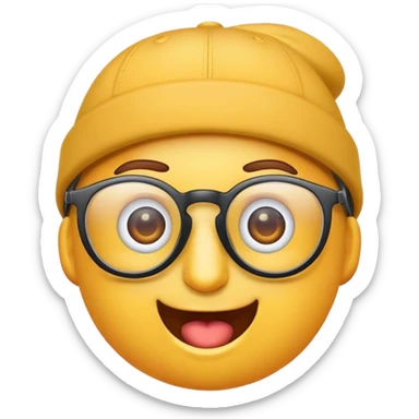 Ein standart lachender Emoji mit brille und einer cap auf dem kopf  sticker