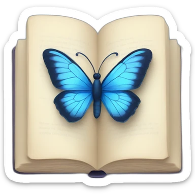 Blue butterfly reading a book sticker