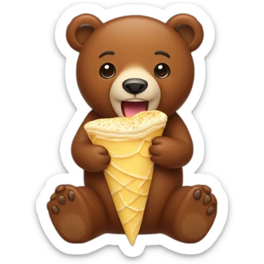 brown bear eating a crepe sticker