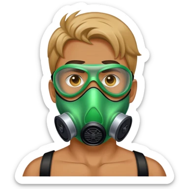 mans face wearing a toxic mask  sticker