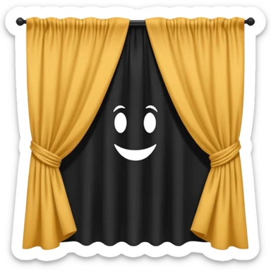 silhouette of a package hidden behind a curtain sticker