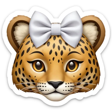 Leopard head with white bow sticker